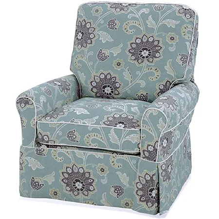 Transitional Extra Large Liza Swivel Glider Chair with Welting Detail